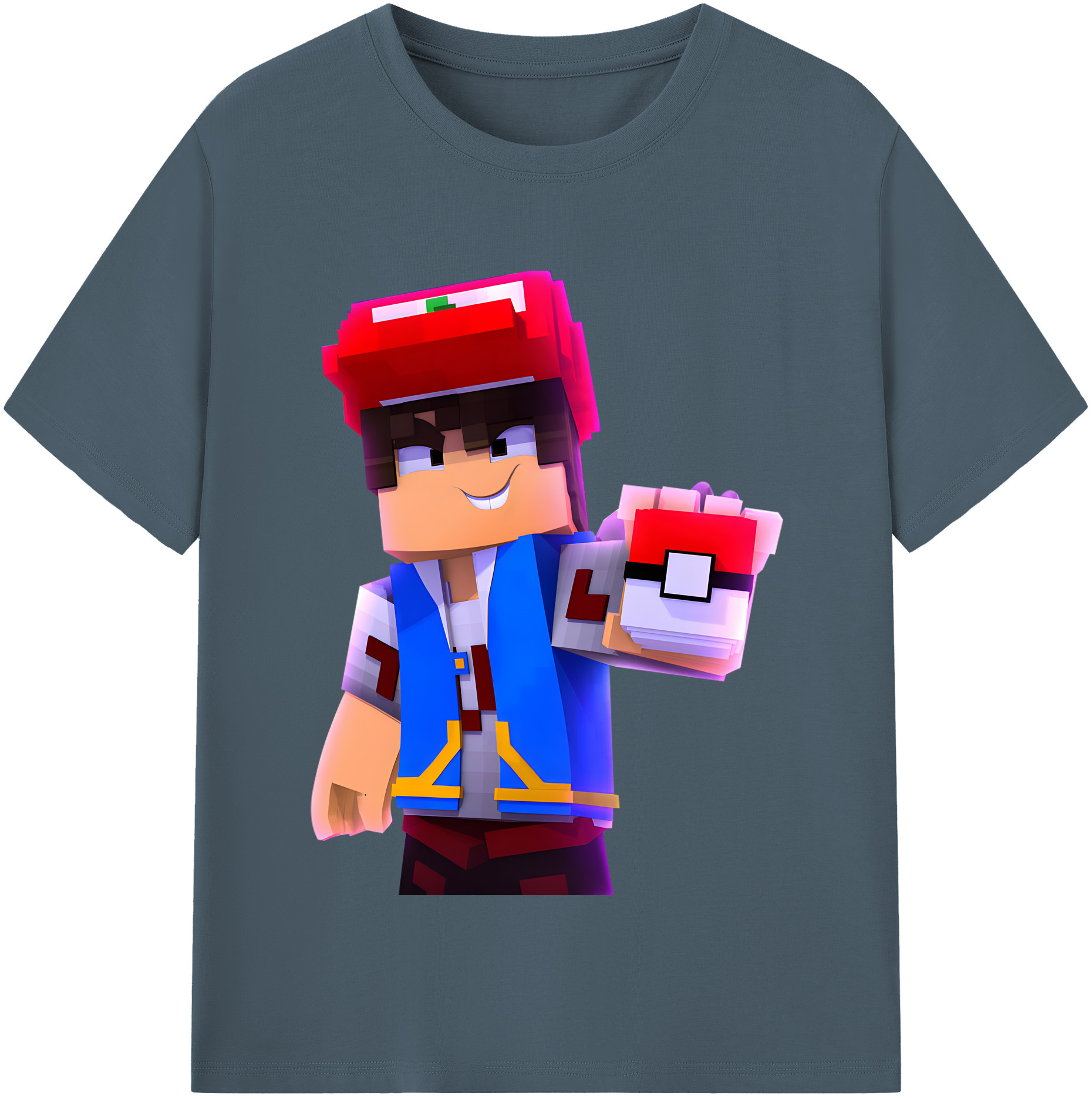 （画像用） マインクラフト ブロックの世界 Minecraft MC Block world 綿100％半袖Tシャツ（フロントプリント）